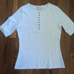 Sezane Ribbed Cotton Henley Shirt